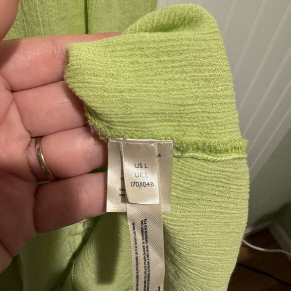 Anthropologie Daily Practice Lime Green Gauzy Cotton Midi Dress Comfy Size Large - Picture 6 of 8